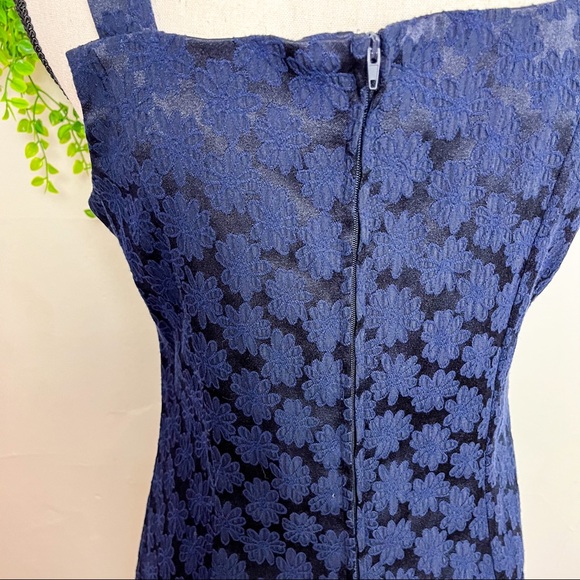 Vintage Triangle City Blue Emobroidered Floral Summer Dress Medium - Picture 7 of 10